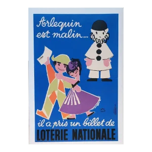 1957 French Lottery Poster, Linen Backed