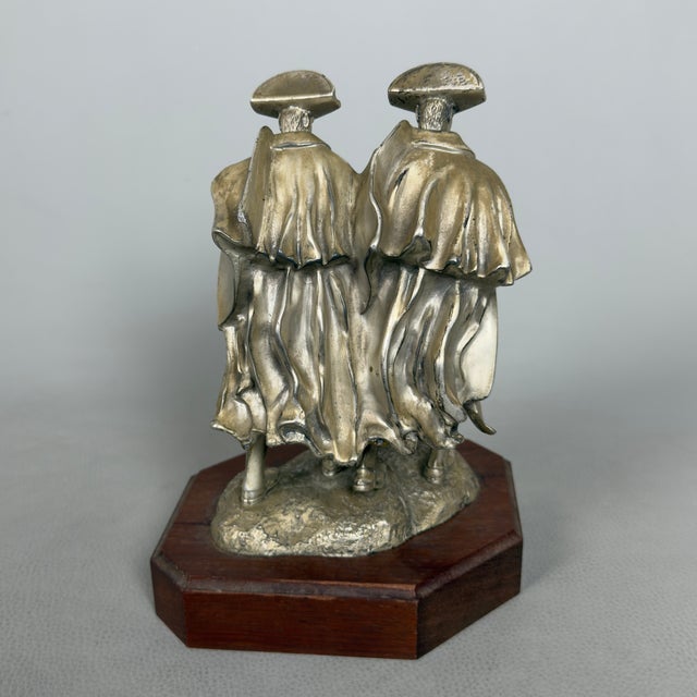 Silver-Plated Brass Sculpture of Carabinieri in the Storm by A. Berti, 1950s For Sale - Image 4 of 16