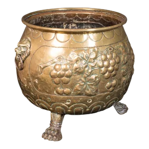 1800s Georgian Antique Decorative Fireside Bin, English, Brass, Fire Bucket