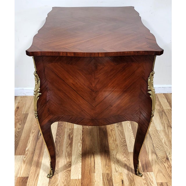 Antique French 19th C Louis XV Satinwood & Bronze Mounted Lady's Writing Desk For Sale - Image 14 of 17