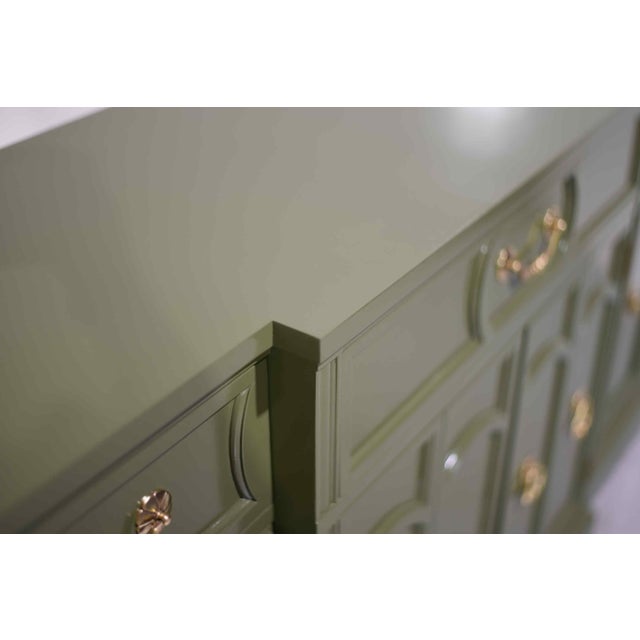 Mid Century Hollywood Regency Sideboard by Mount Airy in Green - Newly Painted For Sale - Image 15 of 16