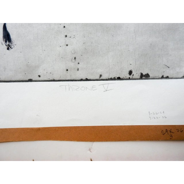 Circa 1970's abstract color etching on paper by Tony Bass ( b.1943) Texas. Signed, titled Throne V and numbered I (series)...