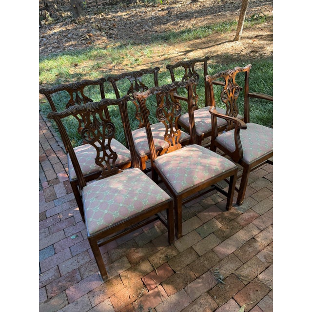 Baker Furniture Company 1970s Set of 6 Baker Mahogany Chippendale Dining Chairs For Sale - Image 4 of 5