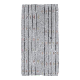 1970s Turkish Handmade Wool Kilim Striped Runner Rug For Sale