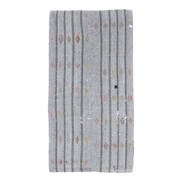 1970s Turkish Handmade Wool Kilim Striped Runner Rug For Sale