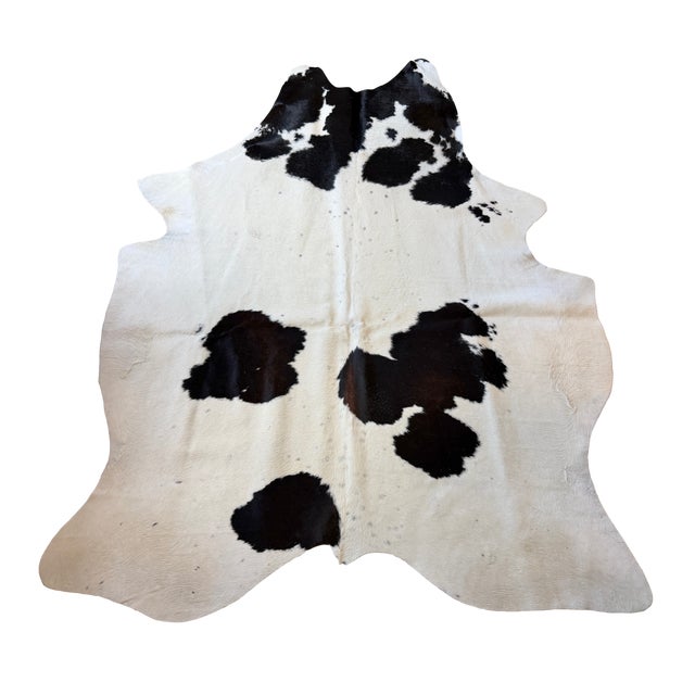 2000 - 2009 Natural Brazilian Black and White Cowhide Rug 74" X 90" For Sale - Image 5 of 5