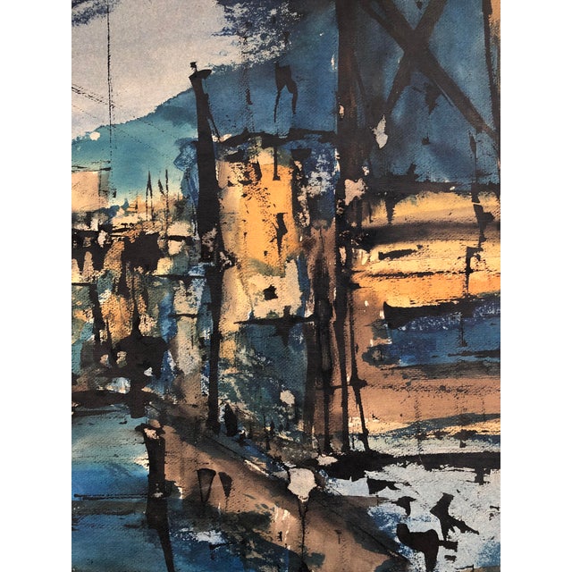 J. Rollin, Paysage lacustre, 1974, Watercolor on Paper For Sale - Image 4 of 8