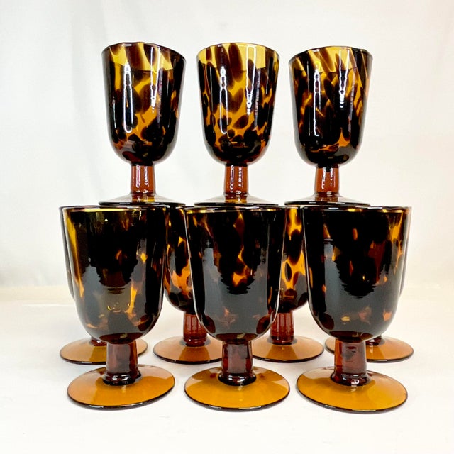 Glass Mid-Century Hollywood Regency Murano Water Goblets - Set of 10 For Sale - Image 7 of 10