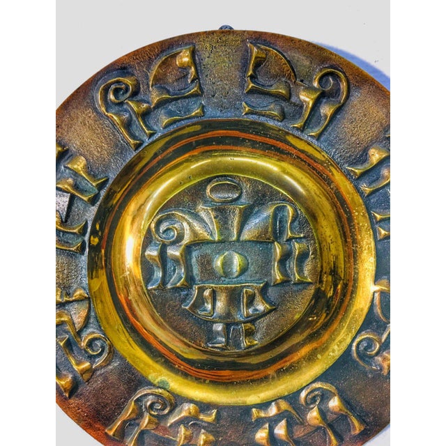 Metal Mid-Century Brass Wall Plate, 1960s-1970s For Sale - Image 7 of 9