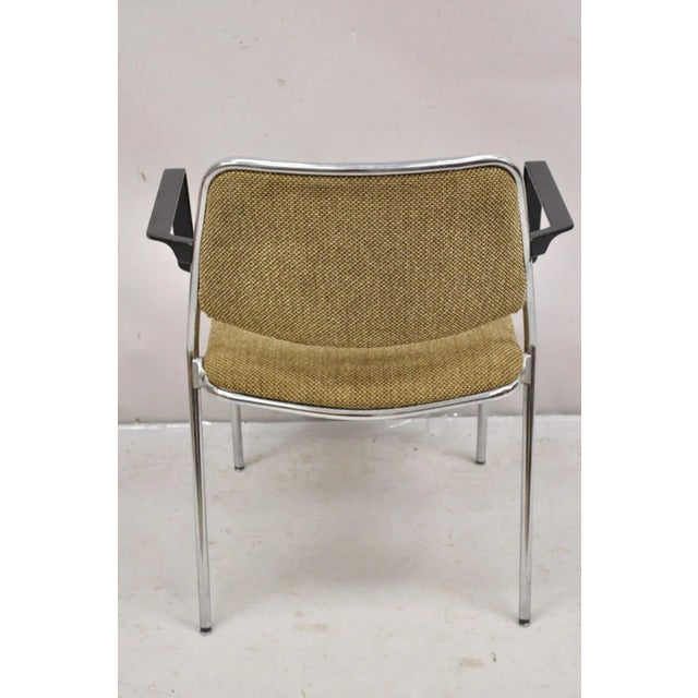 Late 20th Century Vintage Sculpted Chrome Frame Post Mid Century Modern Office Armchair For Sale - Image 10 of 12