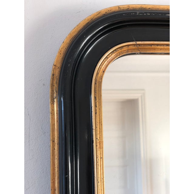 Antique French Louis Philippe Full Length Mirror – Black and Gold, Late 19th Century For Sale - Image 6 of 10