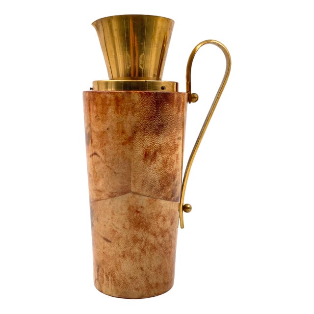 Mid-Century Parchment Barware Thermos by Aldo Tura for Macabo, Italy, 1960s For Sale
