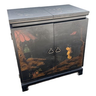 Vintage Chinese Hand Painted Extendable Dry Bar For Sale