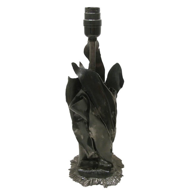 Artist Created Custom Organic Steel Table Lamp With Shade For Sale - Image 4 of 8