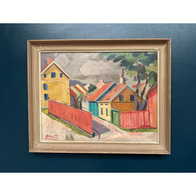 Gustaf Börtner Zandt, Houses and Trees, 1950s, Oil Painting on Canvas, Framed For Sale - Image 12 of 16