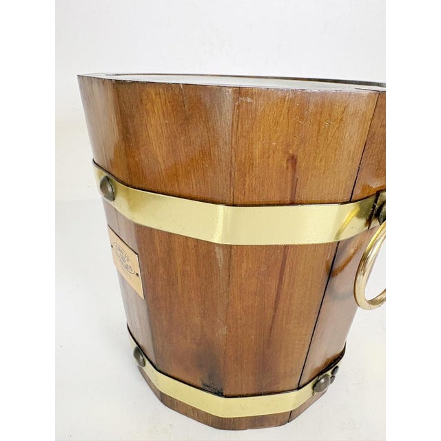 Wooden and Brass Ice Bucket, France, 1970s For Sale - Image 10 of 14