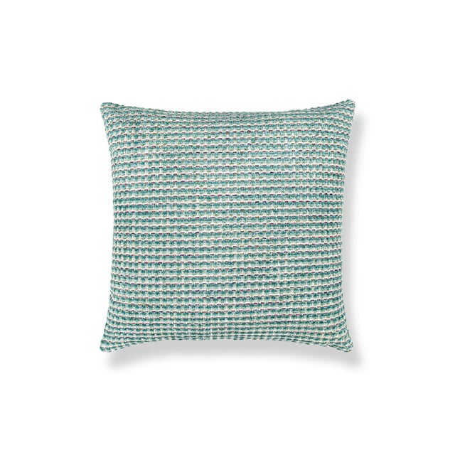 Contemporary The House Of Scalamandré Heatherton Square Pillow In Aquamarine For Sale - Image 3 of 3