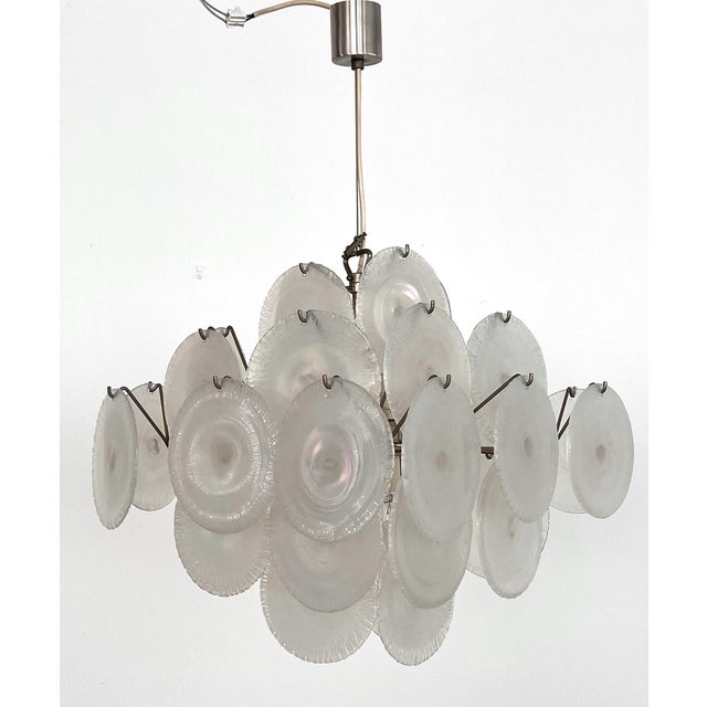 Metal Italian Murano Glass and Nickel Chandelier by Carlo Nason for Mazzega, 1970s For Sale - Image 7 of 17