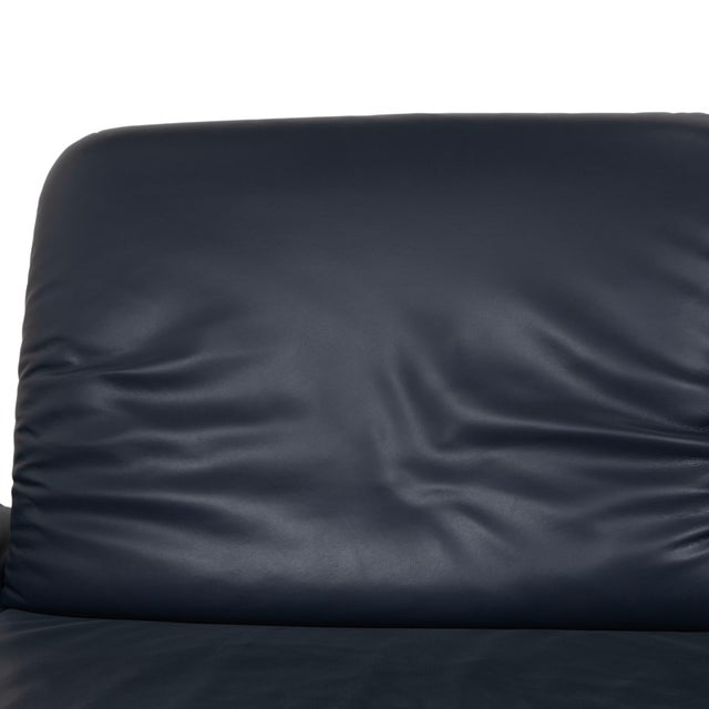 Animal Skin Blue Leather Rivoli Three-Seater Sofa with Manual Function from Koinor For Sale - Image 7 of 18