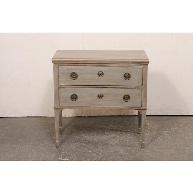 Greige French Painted 2-Drawer Chest, 19th C. For Sale - Image 8 of 12