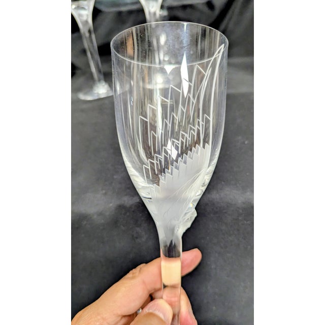 Set of 6 Beautiful Crystal Lalique Angel Champagne flutes. Used but in excellent shape. Rare find.