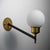 1950s Italian Wall Sconces in Brass, Black Steel and Opaline Glass, 1950s, Set of 2 For Sale - Image 5 of 10