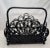 Shabby Chic Boho Chic Black Painted Rattan Magazine Rack For Sale - Image 3 of 12