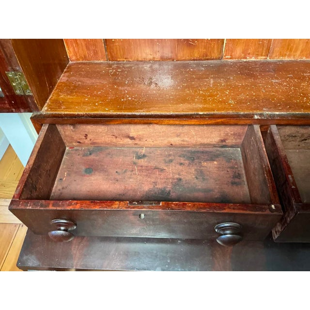Antique American Federal Style Flame Mahogany Secretary-Bookcase Early 1800 For Sale - Image 14 of 17
