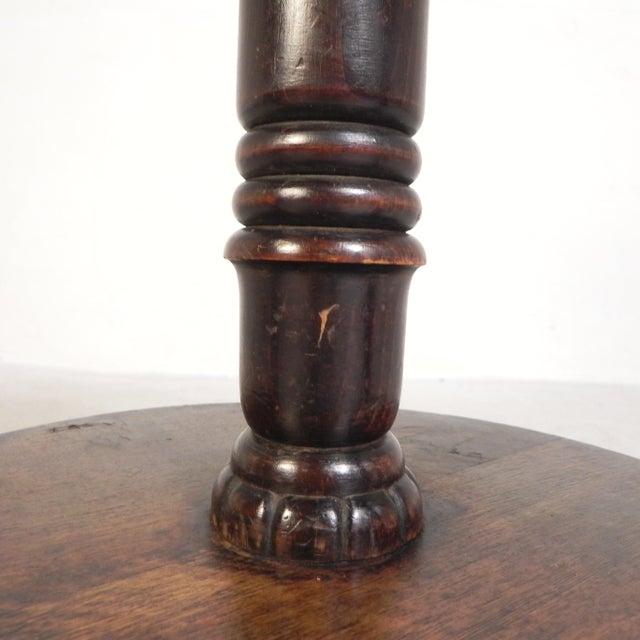 Antique Round Mahogany Side Table with Green Veined Marble Top, 1890s For Sale - Image 10 of 18