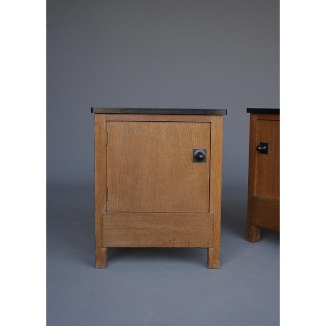 Brown Art Deco Oak Bedside Cabinets by Henk Wouda for Pander & Zn., 1920s, Set of 2 For Sale - Image 8 of 18