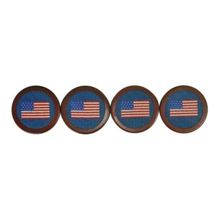 Set of 4 Smathers & Branson Hand Needlepoint Usa Flag Coasters - (Nwot) For Sale