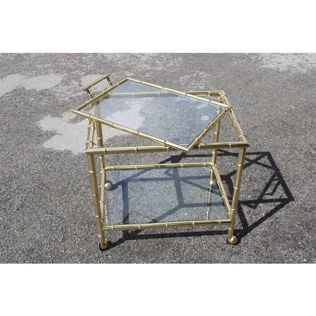 Brass and Bamboo Cane-Shaped Food Trolley, Italy, 1970s For Sale - Image 13 of 13