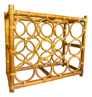 1970s Bentwood and Rattan Bamboo-Like Wine Rack in the Style of Ficks Reed