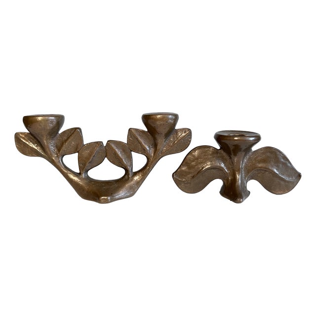 Bronze Art Candleholders from Michael Harjes, Germany, 1960s, Set of 2 For Sale