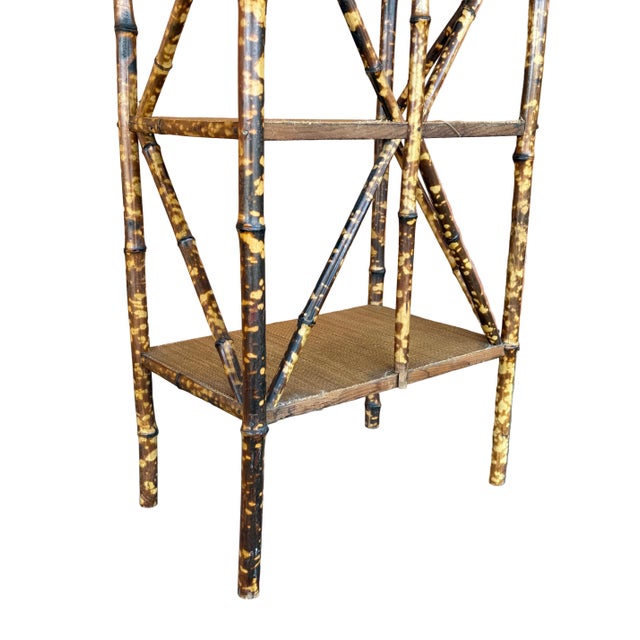 Antique English Bamboo & Rattan Shelf With Moveable Panel For Sale - Image 10 of 11