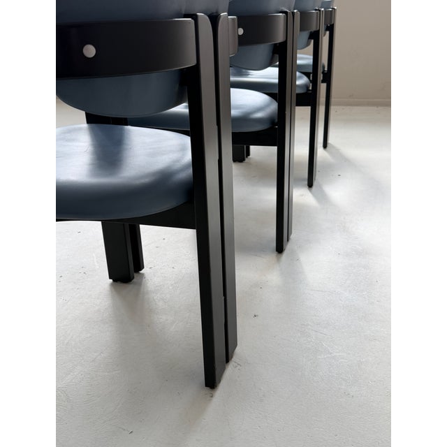 Pamplona Dining Chairs and Table in Petrol Leather by Augusto Savini for Pozzi, Italy, 1970, Set of 7 For Sale - Image 18 of 18