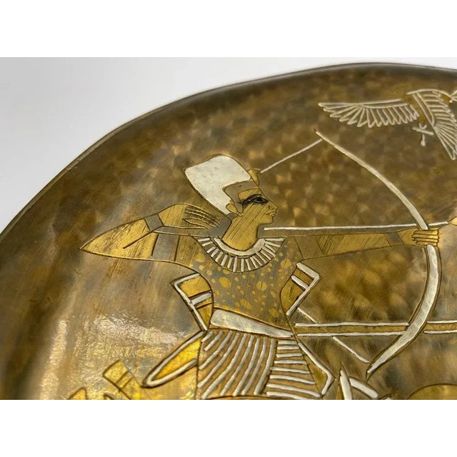 20th Century Egyptian Handmade Brass Decorative Wall Plate For Sale - Image 4 of 6