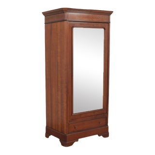 1980s Grange Louis Philippe Cherry Mirrored Armoire For Sale