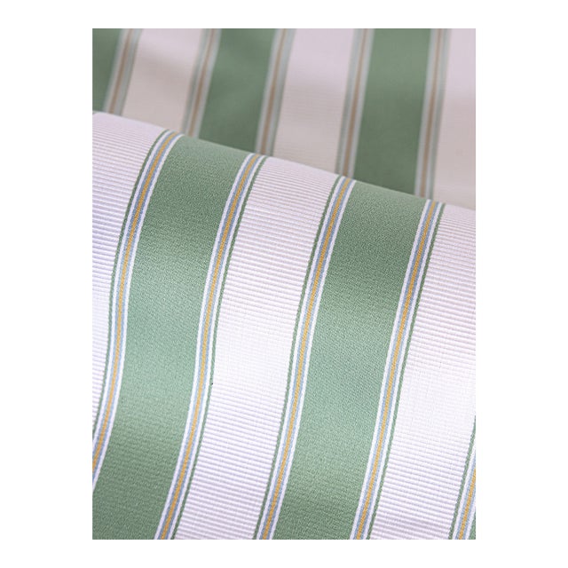 The House of Scalamandré Piano Stripe Fabric, Endive For Sale