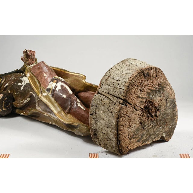 Brown Wooden Statue of San Giacomo da Compostela, 1800s For Sale - Image 8 of 9