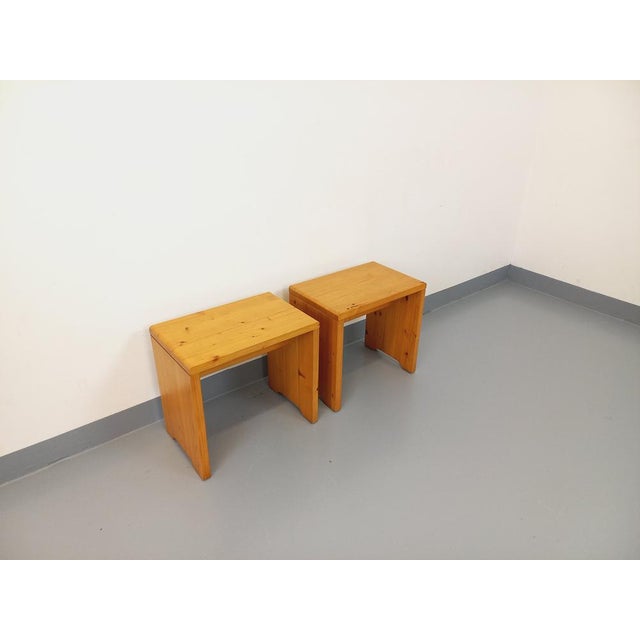 1970s Set of Vintage Stools in Pine by Charlotte Perriand for Les Arcs, 1970s For Sale - Image 5 of 16