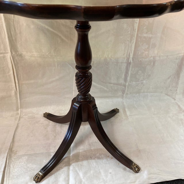 Mahogany Scallop Edge Parlor Tables by Brandt - A Pair For Sale - Image 9 of 12