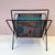Metal Vintage Mid Century Black Perforated Metal Magazine Rack For Sale - Image 7 of 8