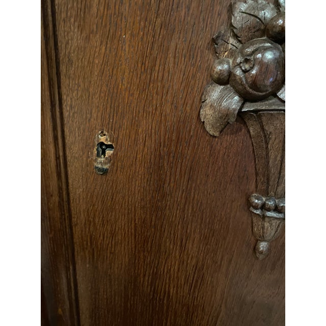 Mid 20th Century Large Black Forest Style Carved Oak Old European German Buffet/Sideboard With Unique Curved Glass Display For Sale - Image 11 of 18