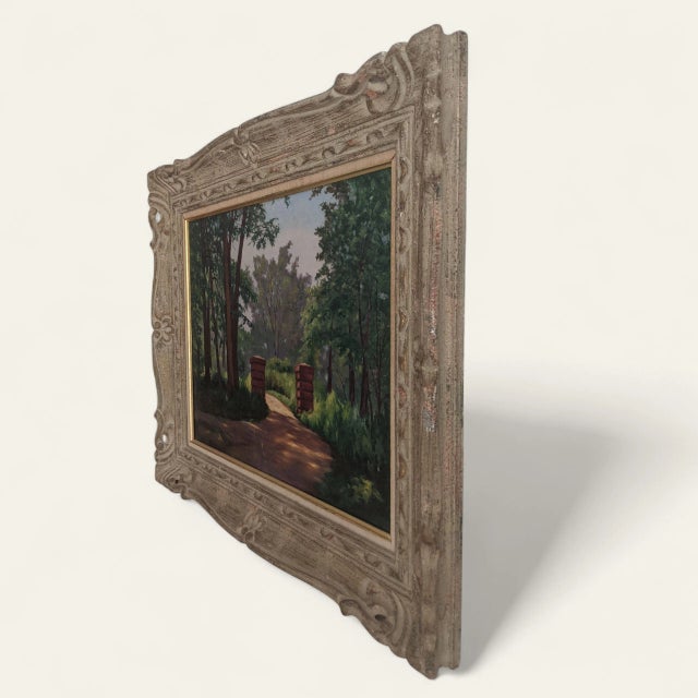 Early 20th Century Original Landscape Oil Painting in an Ornate Frame For Sale - Image 9 of 10