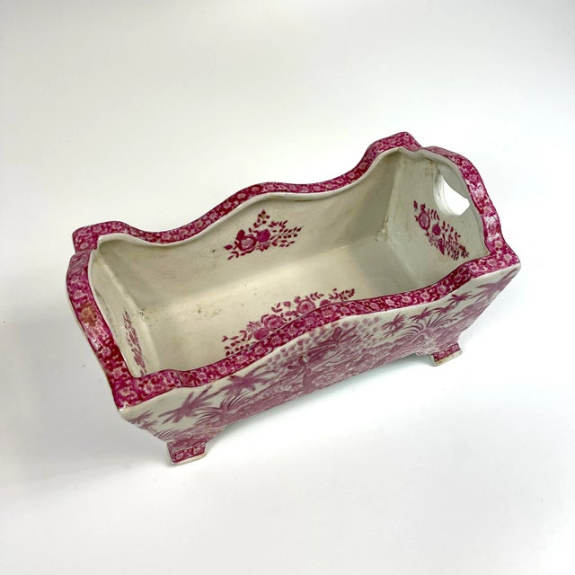 Chinoiserie Late 20th Century Pink Chinoiserie Style Porcelain Tray For Sale - Image 3 of 9