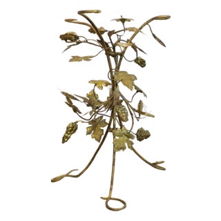 1960s Sculptural Brass Leaves and Grapes Side Table For Sale