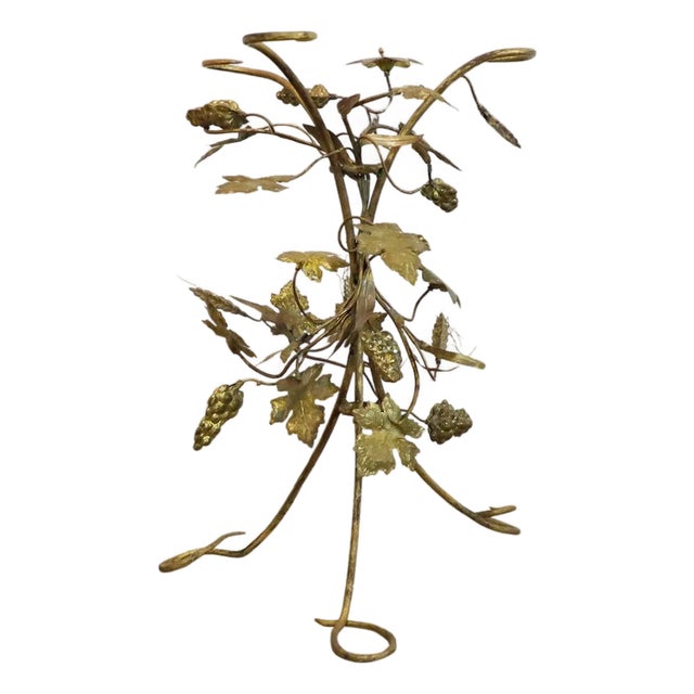 1960s Sculptural Brass Leaves and Grapes Side Table For Sale