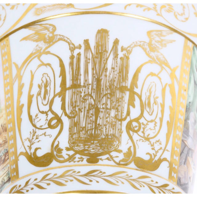 19th Century Hand-Painted Paris Porcelain Cachepots With Gilt Details For Sale - Image 11 of 12