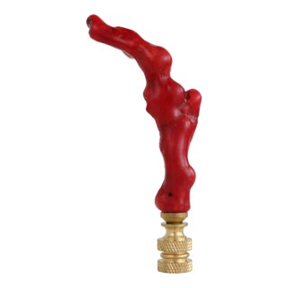 Red Coral Lamp Finial on Brass Hardware For Sale